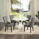 Koen - Round Dining Table, Engineering Marble Top - White & Black