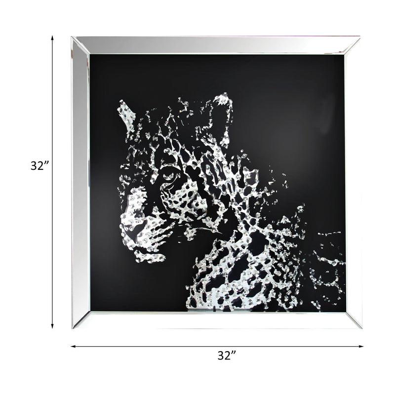 Talisha - Wall Art - Mirrored & Faux Crystal Leopard