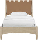 Santos - Vegan Leather Headboard And Wood Bed - Waxed Natural Frame