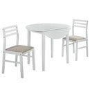 Bucknell - 3 Piece Round Drop Leaf Dining Table Set - White