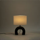 Lithos - Genuine Marble Base And Linen Textured Fabric Shade Table Lamp
