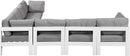 Nizuc - Outdoor Patio 7 Piece Modular Sectional With White Frame