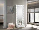 Luxo - Tall Lighted Drawer Vanity Mirror - White