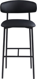Lupita - Vegan Leather Upholstered Bar Stool With Matte Black Frame (Set of 2)