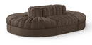 Rummi - Oval Velvet Performance Fabric Upholstered 6 Piece Modular Sectional