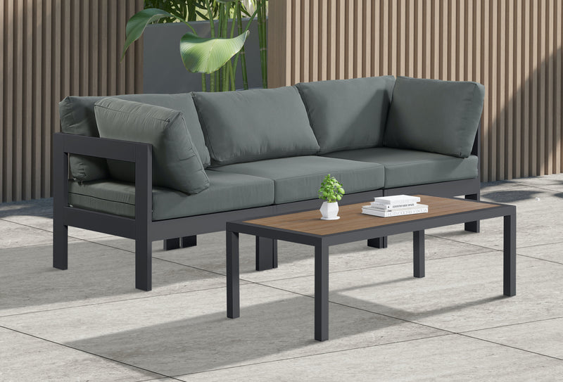 Nizuc - Outdoor Patio 3 Seat Modular Sofa With Gray Frame