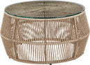 Coastline - Tempered Glass Top And Wicker Outdoor Patio Coffee Table - Natural | Natural