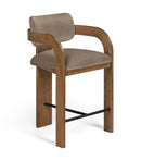Cedra - Velvet Performance Fabric Upholstered Counter Stool - Brown Frame