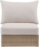Seacrest - Olefin Water Resistant Fabric And Wicker Outdoor Patio Armless Chair
