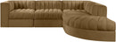 Rummi - Velvet Performance Fabric Upholstered 5 Piece Modular Sectional