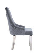Satinka - Fabric Side Chair (Set of 2) - Gray & Mirrored Silver