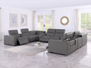 1208 - 12 Piece U Shaped Leather Sectional With 4 Power Recliners & Power Headrest