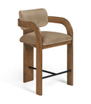Cedra - Velvet Performance Fabric Upholstered Counter Stool - Brown Frame