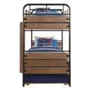 Adams - Twin Over Twin Bunk Bed With Trundle - Antique Oak & Gunmetal