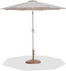 Fiji - Aluminum Patio Umbrella With Round Teak And White Base