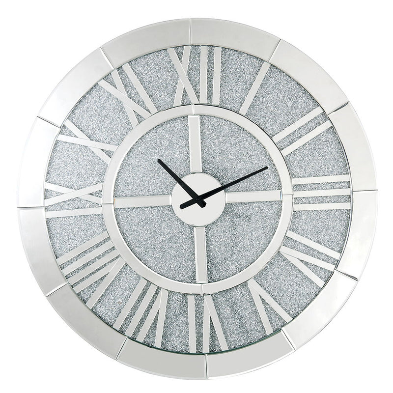 Noralie - Wall Clock - Mirrored & Faux Diamonds