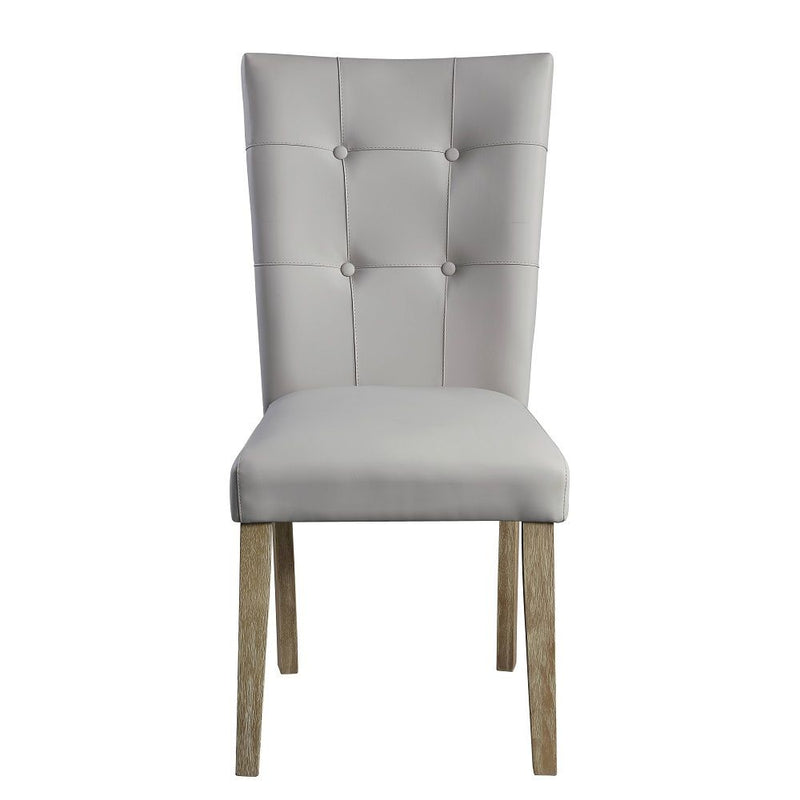 Charnell - Side Chair (Set of 2) - Gray Synthetic Leather & Oak
