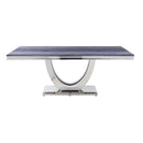 Cambrie - Dining Table With Engineered Stone Top - Engineered Stone Top & Mirrored Silver