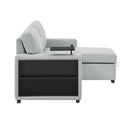 U0212 - Reversible Sofa Bed Loveseat With Pop-Up Sleeper With Drop Down Table - Silver
