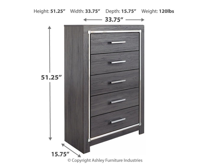 Lodanna - Five Drawer Chest - Gray