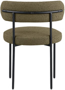 Beacon - Boucle Fabric Dining Chair With Black Legs (Set of 2) - Olive Green