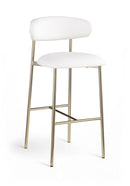 Lupita - Vegan Leather Upholstered Bar Stool With Brushed Gold Frame (Set of 2)