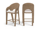 Seacrest - Olefin Water Resistant Fabric And Wicker Outdoor Patio Bar Stool