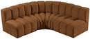 Arc - Velvet 4 Piece Corner Modular Sofa - Saddle