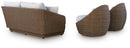 Double Point - Loveseat, Swivel Chairs Set (Set of 3) - Beige