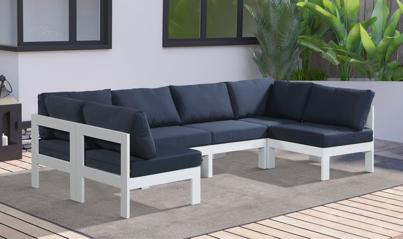 Nizuc - Outdoor Patio 6 Piece Modular Sectional With White Frame