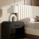 Lithos - Genuine Marble Base And Linen Textured Fabric Shade Table Lamp