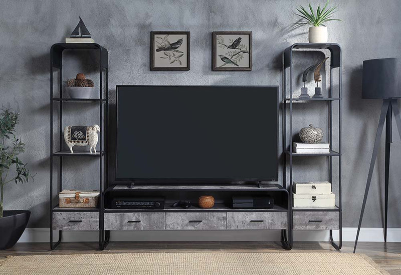 Raziela - TV Stand Side Pier - Concrete Gray & Black