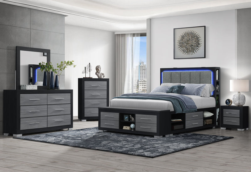 Madison & Emma - 5 Piece King Bedroom Set - Black / Dark Gray