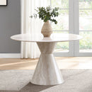 Ogin - Round Dining Table - Marble Print & Natural