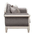 Florian - Loveseat With 3 Pillows - Gray Fabric & Antique White