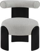 Calder - Linen Textured Fabric Upholstered Accent Chair - Painted Black Base