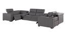 1208 - 8 Piece U Shaped Leather Sectional With 4 Power Recliners & Power Headrests
