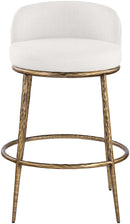 Ferro - Performance Fabric Upholstered Bar Stool - Cream / Antique Brass