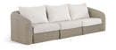 Seacrest - Olefin Water Resistant Fabric And Wicker 3 Piece Outdoor Patio Modular Sofa