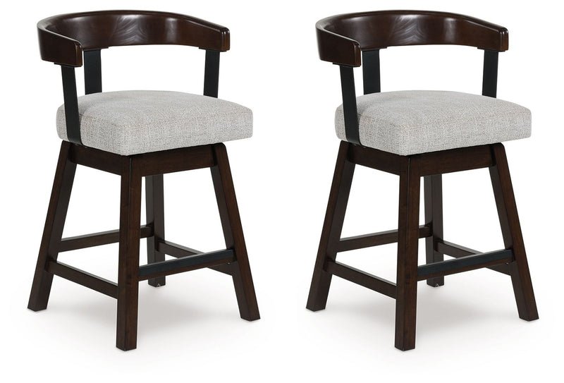 Haddigan - Upholstered Swivel Barstool (Set of 2) - Dark Brown
