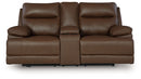 Vonryan - Power Reclining Loveseat With Console / Adj Headrest - Tobacco