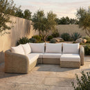 Seacrest - 123.25" Olefin Water Resistant And Wicker 5 Piece Outdoor Patio Modular Sectional