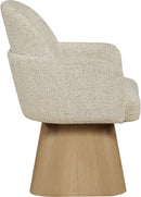 Marlowe - Linen Textured Fabric Upholstered Swivel Dining Arm Chair - Stained Natural