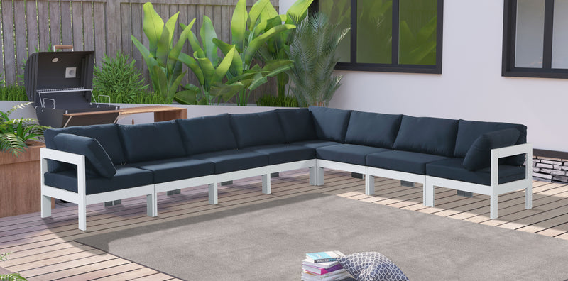 Nizuc - Outdoor Patio 8 Piece Modular Sectional With White Frame