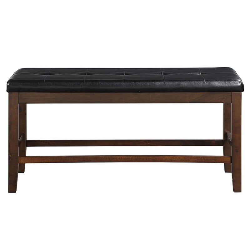 Urbana - Counter Height Bench - Black Synthetic Leather & Espresso