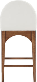 Waldorf - Chenille Stool With Brown Legs