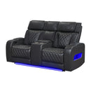U8611 - Power Console Reclining Loveseat With Power Headrest, LED And Speaker - Charcoal