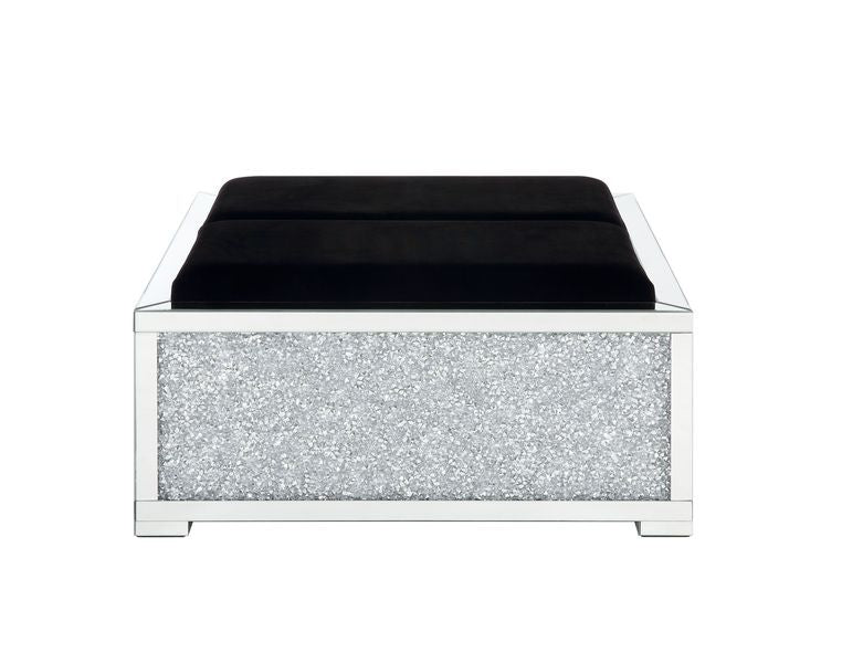 Noralie - Ottoman With Storage - Mirrored & Faux Diamonds
