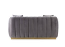 Elchanon - Loveseat With 2 Pillows - Gray Velvet & Gold