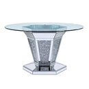 Noralie - Dining Table - Mirrored, Faux Diamonds & Clear Glass Top